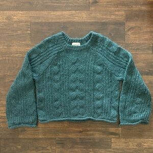 Green Cable Knit Women Sweater